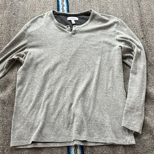 Men’s Nordstrom Calibrate Henley style fitted grey shirt, large